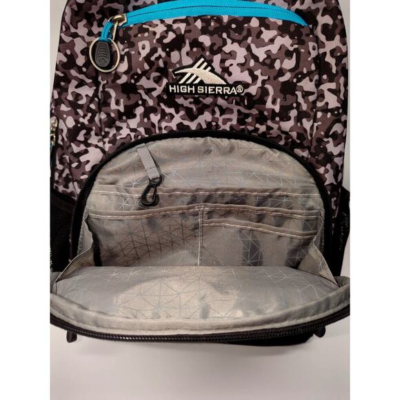 High Sierra Back Pack Book Bag Camo Black Gray Blue Polyester - Picture 5 of 10